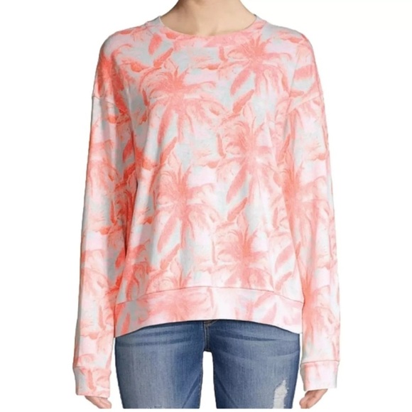 MONROW Tropical Palm Print Sweatshirt Size Small - Picture 3 of 16